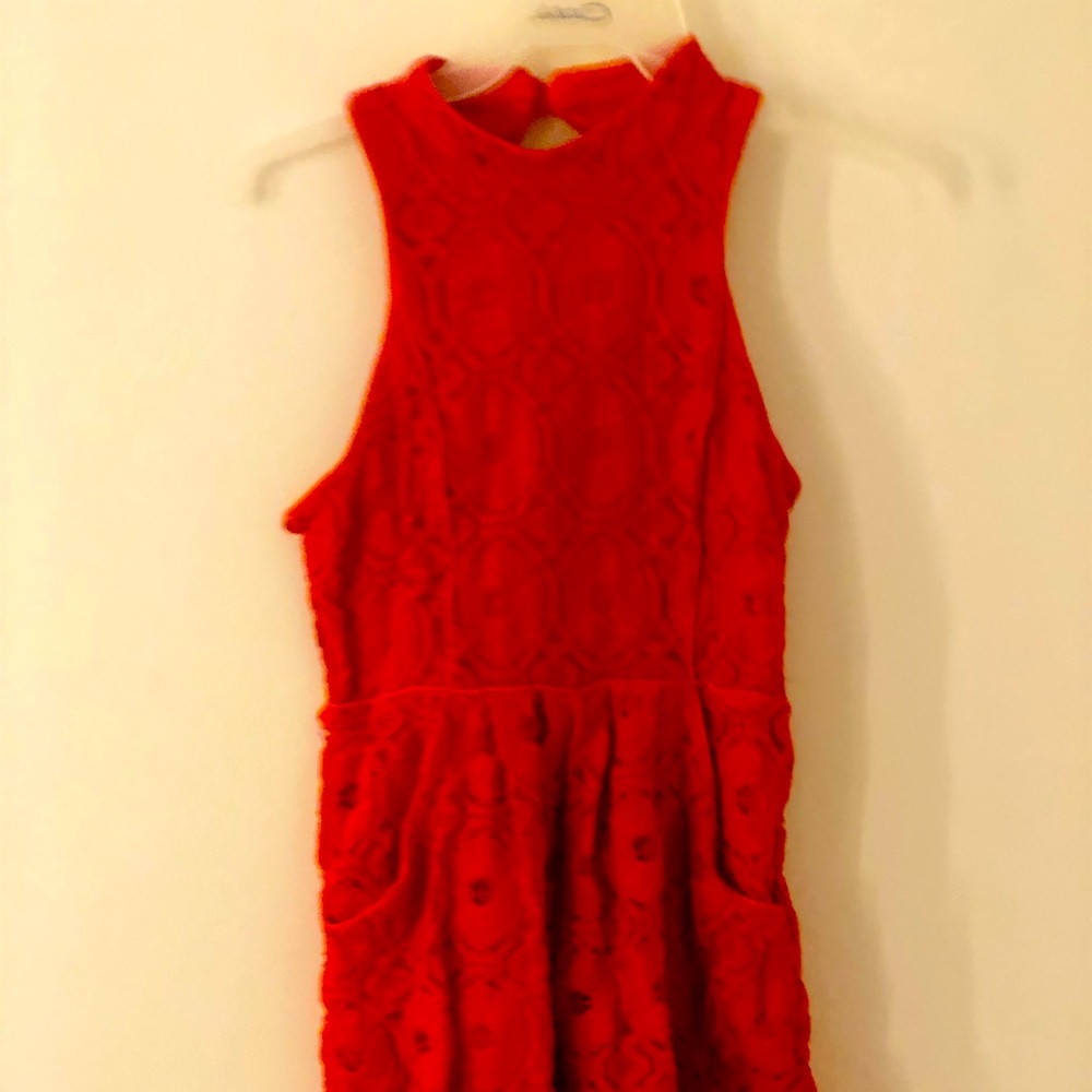 Red mini lace dress